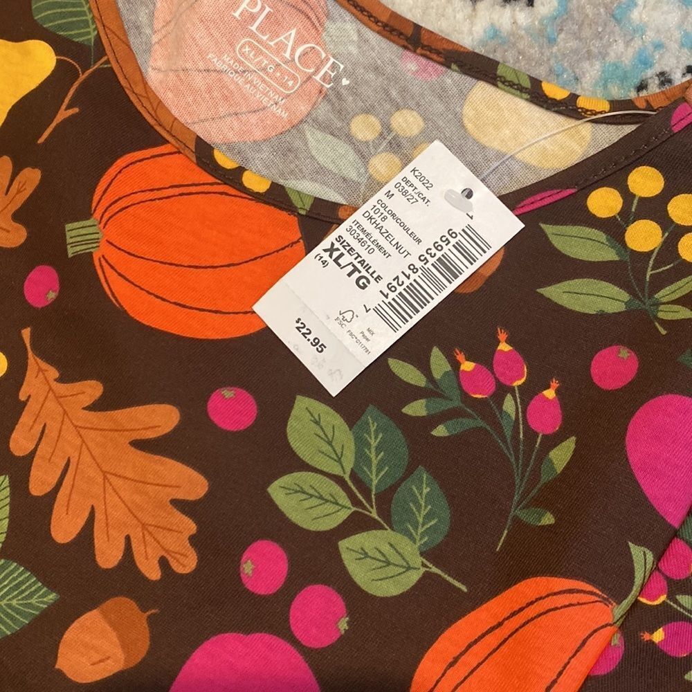 The Children’s Place Girls Fall Leaf Babydoll Dress - Dkhazelnut - Picture 2 of 4